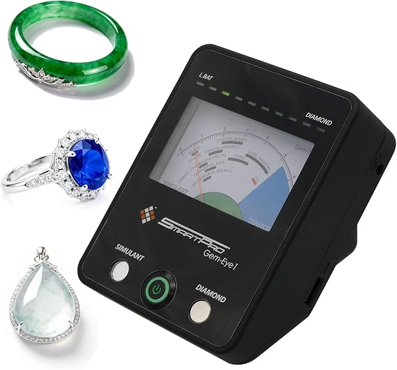 Professional Gemstone and Diamond Tester with Retractable Probe, Pointer Panel with Indicator Light for Clear Readings, High-Precision Differentiation Between Diamond and Moissanite
