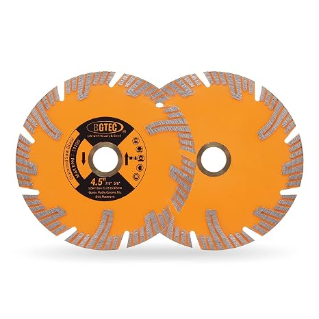 BGTEC Diamond Saw Blade, 4.5"/115mm Granite Cutting Disc for Circular Saw Cutting Marble, Concrete,Masonry,Ceramic,Porcelain,2pcs