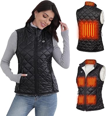 Heated Vest for Women with 12V 10000mAh Battery Pack, Womens Lightweight Electric Heating Vest Liner Winter Outdoor