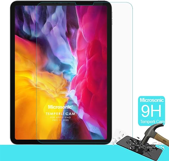 Microsonic Apple iPad Pro 11'' 2021 3. Nesil (A2377-A2459-A2301-A2460) Temperli Cam Ekran Koruyucu [iPad Pro 11 2021 ile Uyumlu Ekran Koruyucu - Şeffaf]