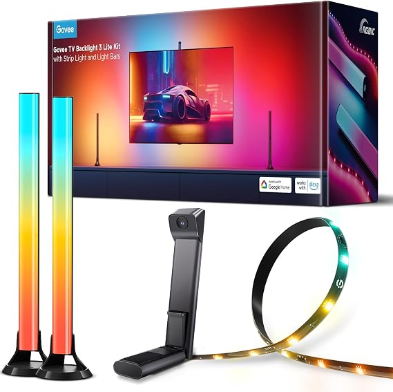 Govee TV Backlight 3 Lite Kit, 11.8ft RGBICW Wi-Fi TV LED Strip Lights