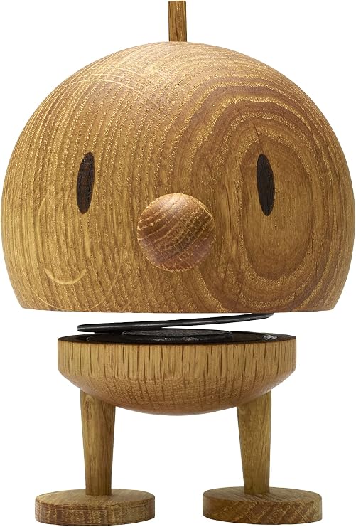 Hoptimist Bimble, Home Decor Ornament - Danish Design, Plastic W/Metal Spring, Medium Oak- Creates Cheerful Movement- (Woody Brown)