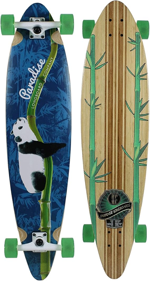 Paradise Longboard Pintail Complete Cruiser Skateboard, Panda, 9.75" x 41"