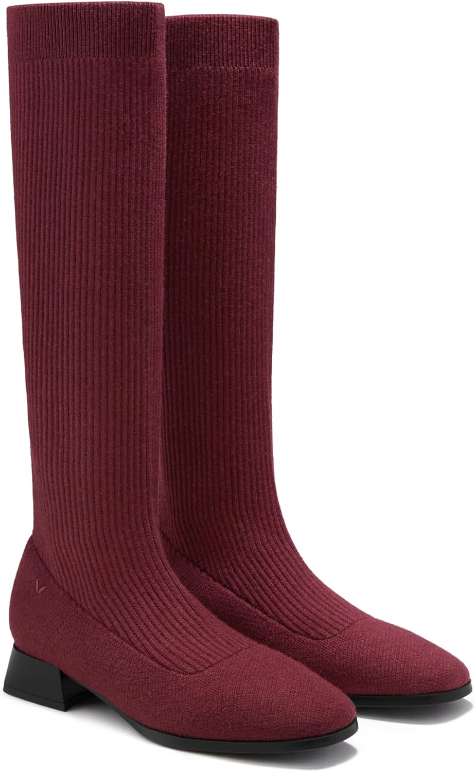 VIVAIA Tara Pro Womens Water Repellent Wool Knee-High Boots Slip on Square-Toe Booties 1.18 Block Heel Booties Lady Dress Short Winter Fall Boots