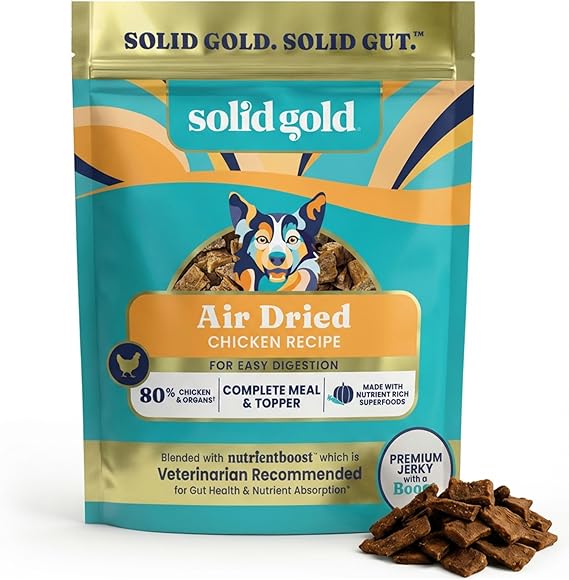 Solid Gold Air Dried Dog Food Topper & Treats for Picky Eaters, Chicken 2lb