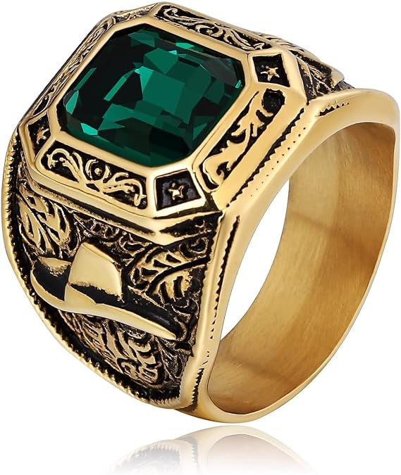 Men's Wedding Bands, Men Ring Stainless Steel Solitaire Ring with Bull Pattern Size 7-12 Men's Jewelry