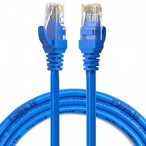 Cat6 Ethernet Kablosu (5 METRE) - 1000 Mbps’e Kadar Veri aktarımı - Fabrikasyon RJ45 Konnektörlü - Mavi