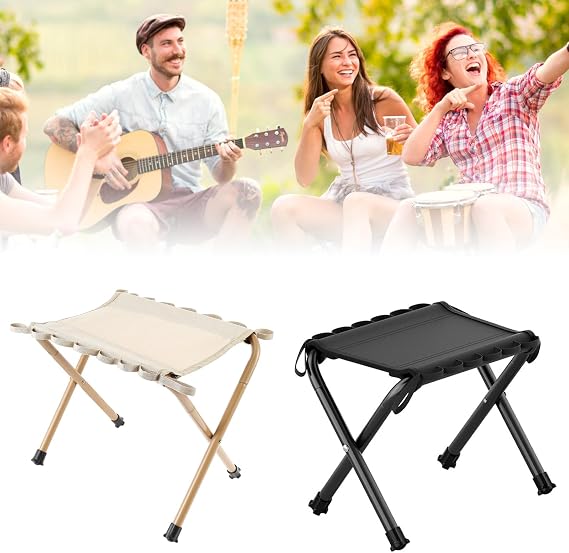 Camping Stool, 12 Inch Portable Folding Stool for Adults, Folding Chair Collapsible Camp Stool w Carry Bag, Foldable Footstool for Outdoor Camping Fishing Hiking Travel, BBQ, Beach, Hold Up to 260lbs