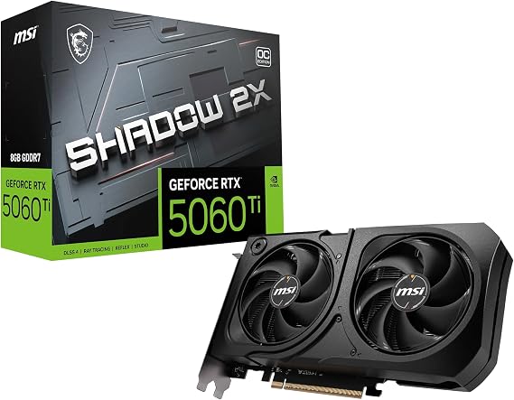 msi Gaming RTX 5060 Ti 8G Shadow 2X OC Graphics Card (8GB GDDR7,TBA-bit, Extreme Performance: TBA MHz, DisplayPort x3 2.1a, HDMI 2.1b, NVIDIA Blackwell Architecture)