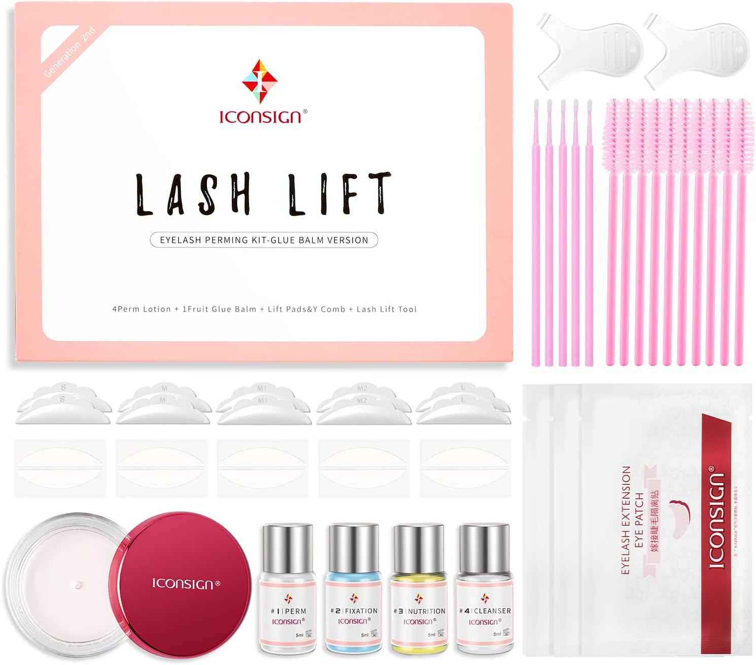 ICONSIGN Upgraded Lash Lift Kit, Eyelash Permimg Kit with Glue Balm Eyelash Lifting Semi-Permanent Eyelash Perm, Salon Quality