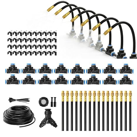 360° Adjustable Irrigation System Kit,100FT Quick-Connect Drip Irrigation Kits, Automatic Garden Watering System with 1/4" Fast-Lock Tubing and Adjustable Nozzles for Plants,Greenhouse,Lawn