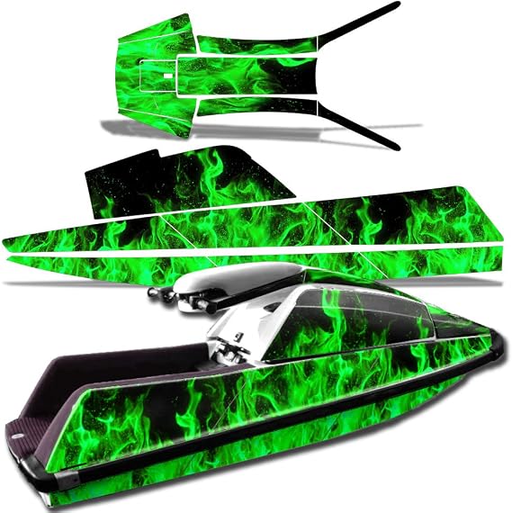 Jet Ski Graphics kit Sticker Decal Compatible with Yamaha SuperJet Square Nose - Flames Green