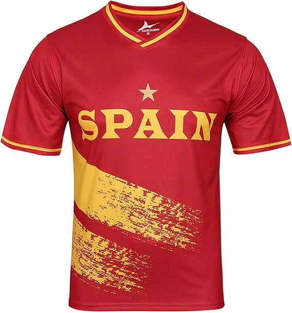 Football Jersey Short Sleeve For Men Classic Style Spain Football Shirts Sport Casual T Shirt Ideal For Young Football Fans And Sports Activities
