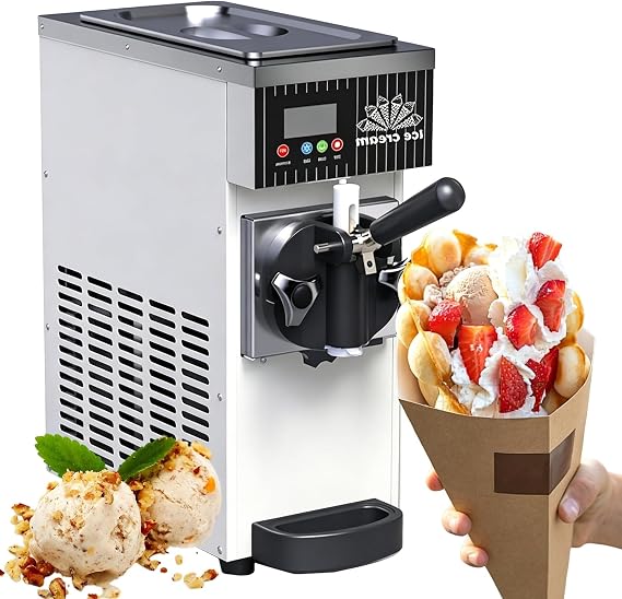 Ice Cream Machine for Home Soft Ice Cream Machine Commercial Ice Cream Making Machine Summer Snack Shop Cafe Desktop Ice Cream Maker Fruit Ice Cream Machine(White)