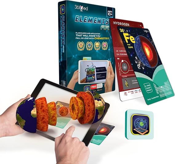 STEM Chemistry Kit for Kids | Interactive Learning Toy with Augmented Reality Educational Flashcards| Educational Science Kit with Learning app for Homeschool & Classroom | 360ED Elements AR