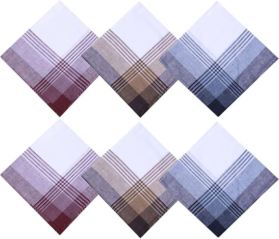 La Closure Men's 100 Cotton Handkerchiefs 6 Pack