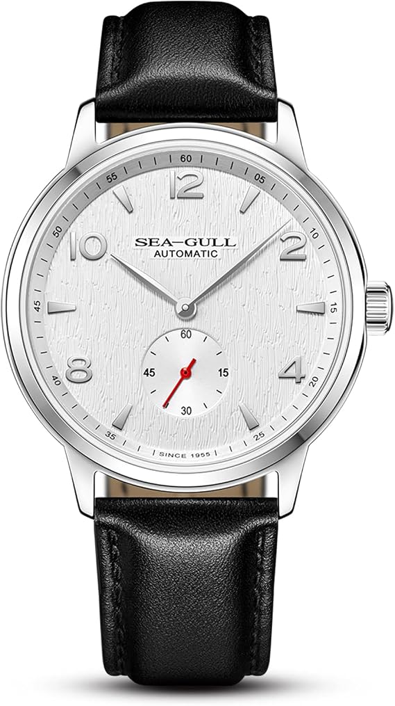 SEA-GULL Men's Automatic Mechanical Watch with Seconds Sub-dial, Business Leather Strap Analogue Display Wristwatch,40mm