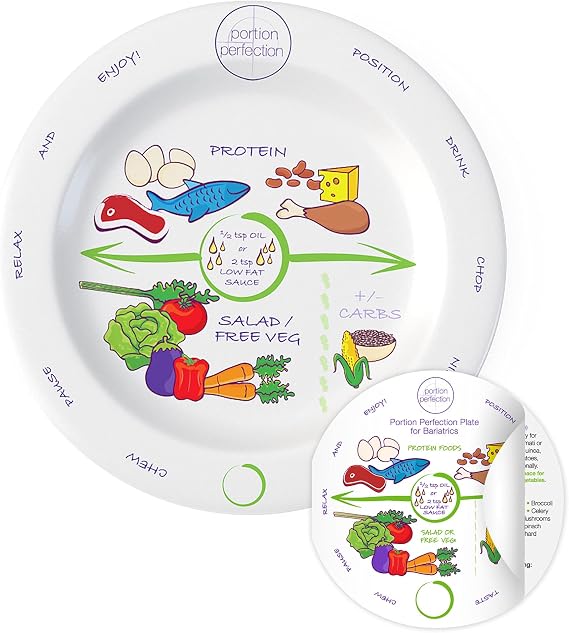 Portion Perfection, MELAMINE Bariatric Portion Control Plate 8. Get the Bariatric Surgery Must-Haves for Longterm Weight Control to Guide your Gastric Sleeve or Bypass Journey