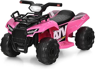 HONEY JOY Kids ATV, 4 Wheeler Battery Powered Toddler Quad with Front Storage Basket, Horn, Music, LED Lights, Footrest, Electric Car for Kids, 6V Ride On Toys for Boys GirlsPink