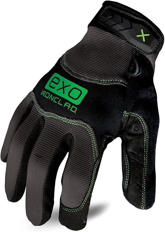 Ironclad EXO Pro Water Resistant; Work Gloves, (1 Pair), EXO2-MWR-02-S, Black / Gray
