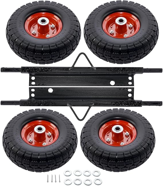 Red All-Terrain Solid Never Flat Tires Wheel Kit Replacement for Honda EU3000is Generator Solid Tires All Terrain Wheel Kit Mustrod