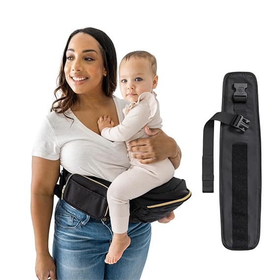 Tushbaby Black & Gold Hip Seat Carrier with Black Waist Band Extender
