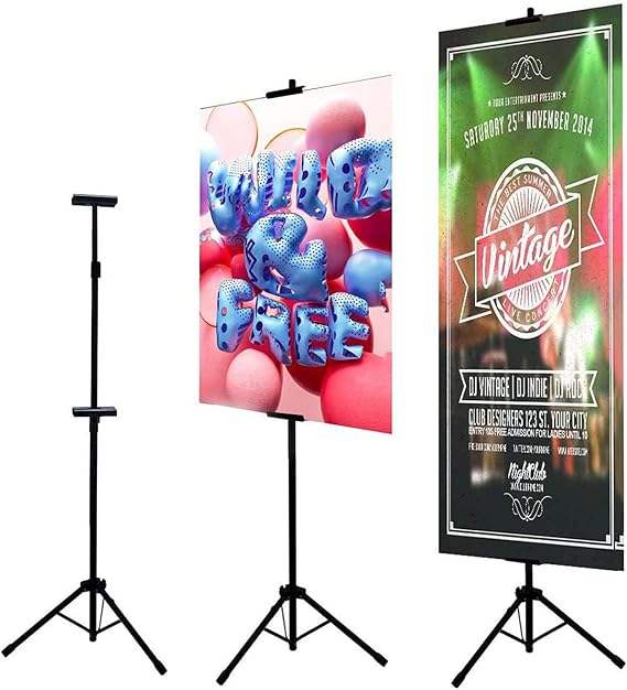 Advertising Display Rack Store Sign ,Double-Side Poster Stand ,Adjustable Floor Standing Sign ,Height Up to 70 inches for Hard Board & Foam (Black