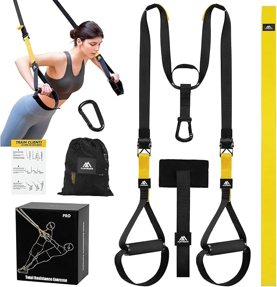 Flintronic Sling Trainer Set, Suspension Trainer System, Home Gym Equipment with Adjustable Door Anchor, Professional Gym Fitness Training Straps for Indoor & Outdoor