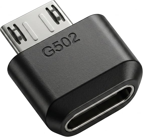 USB-C Adapter Compatible with Logitech G502 Wireless Gaming Mouse,Micro-USB to Type-C Mouse Charger Converter, Precision-Moulded Fit,Supports Charging & Data Sync