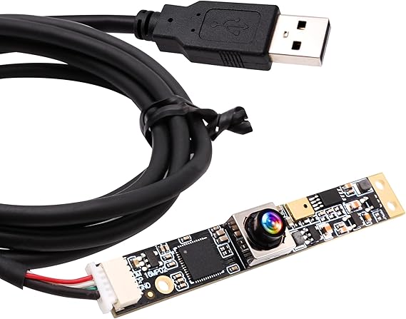 ELP 16MP Autofocus USB Camera with Microphone for Computer Mini UVC USB2.0 Lightburn Camera Micro USB Security PC Camera Module Laser Engraver Webcam Board (100degree No Distortion Lens)