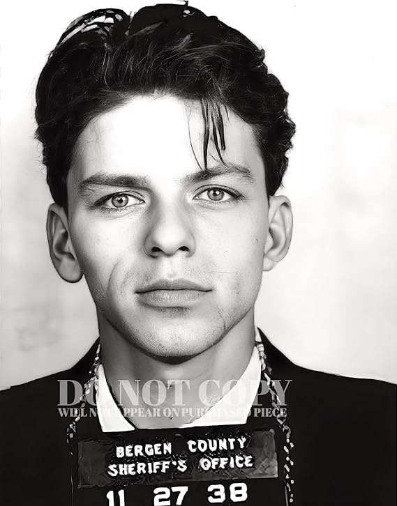 Frank Sinatra Mugshot Photograph 8 X 10 ~ Magnificent 1938 Mug Shot Portrait ~ Busted In Bergen County, New Jersey ~ Legendary American Music ~ Iconic Singer ~ The Rat Pack Star ~ Famous Arrest Picture ~ 8X10 Inches ~ Rare Photo ~ Poster Art Print