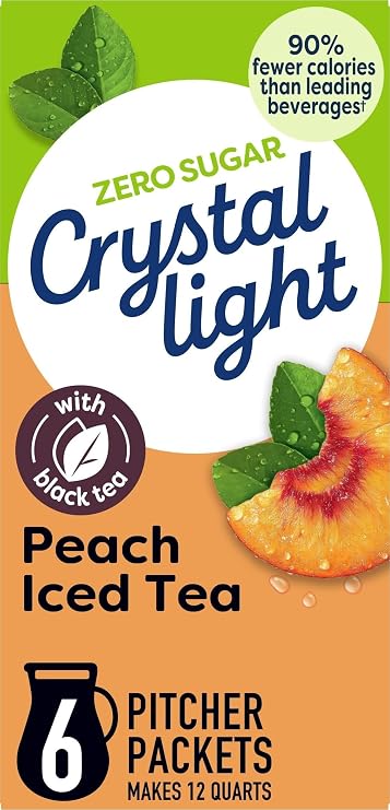 Crystal Light Drink Mix, 6 Pitcher Packets, Peach Iced Tea, 1.5 oz