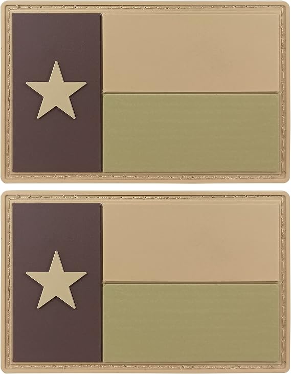 JBCD Texas Flag Patch Tactical PVC Rubber Hook and Loop Fastener Patch, 2 Pack