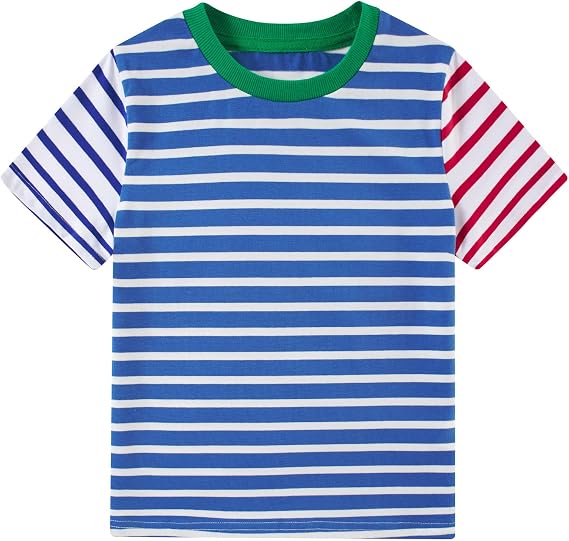 Kids4ever ボーイストライプTシャツ 半袖 ラウンドネックシャツ 2~6歳 子供用