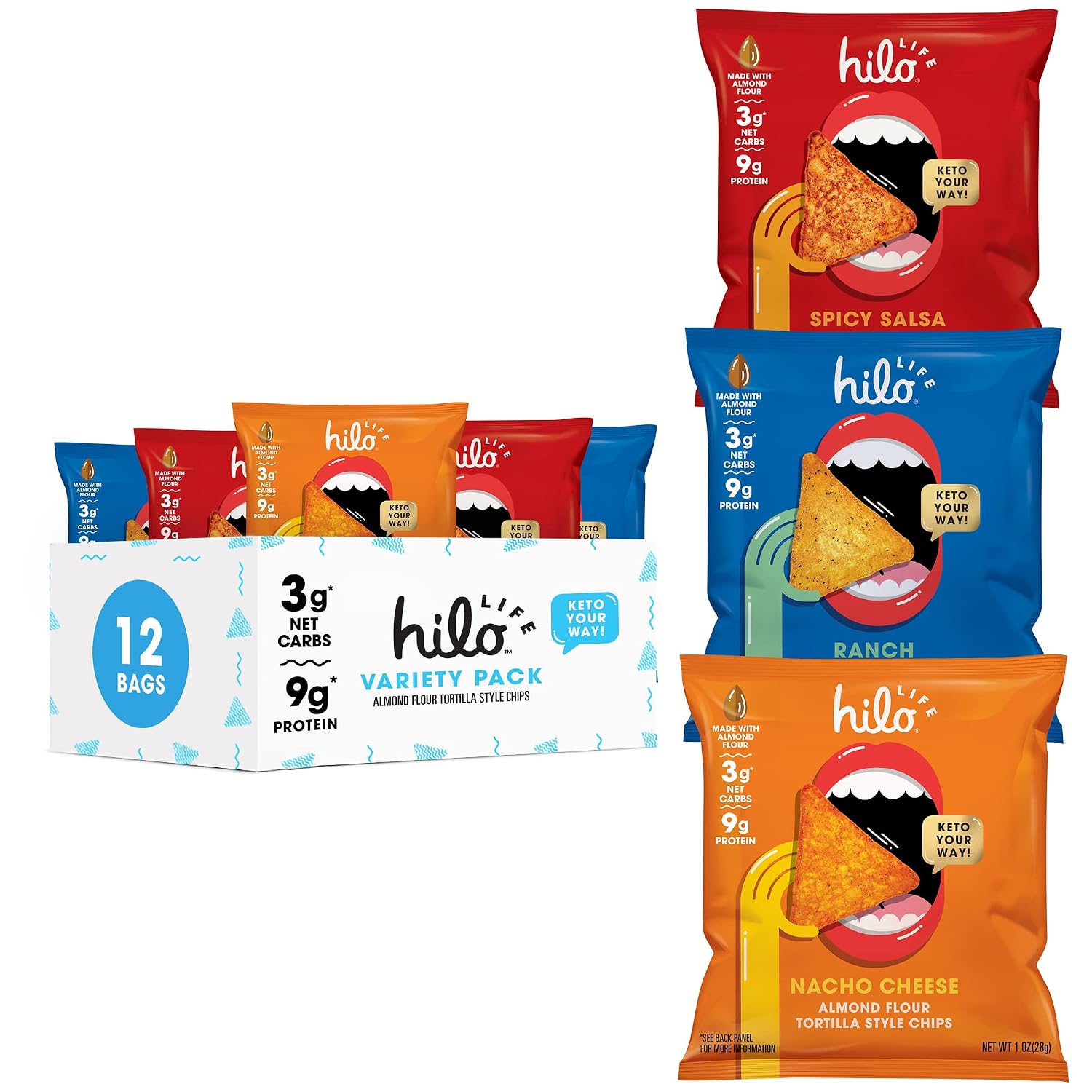Hilo Life Low Carb Keto Friendly Tortilla Chip Snack Bags