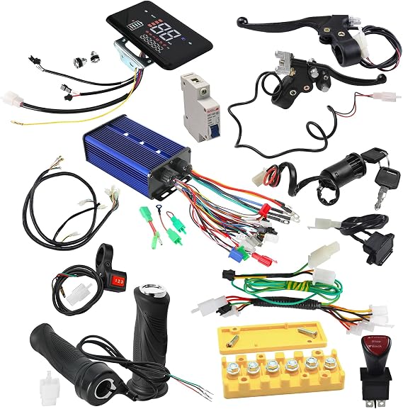36V/48V/52V/60V/72V/84V 60A 3000W Brushless Controller Kit with Wiring,Display, Keylock, Throttle, Reverse for Electric Scooter Motor Controller Electric E Bike Go Kart Razor Dirt Bike