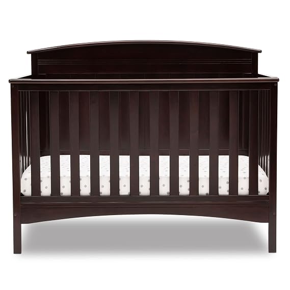 Delta Children Archer Solid Panel 4-in-1 Convertible Baby Crib - Greenguard Gold Certified, Dark Chocolate