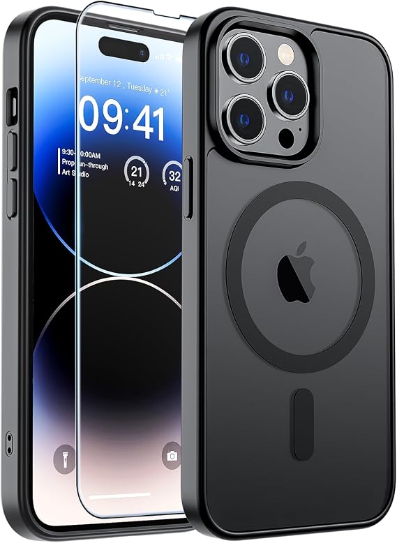 SUPFINE Magnetic for iPhone 14 Pro Max Case Black