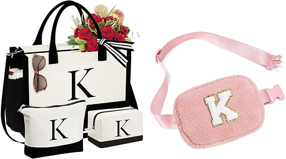 YOOLIFE Initial Tote Bag and Initial Crossbody Bag