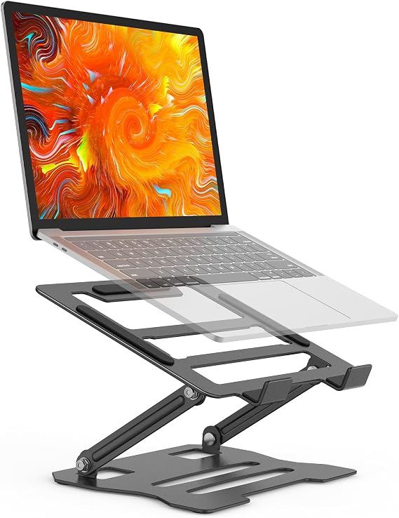 Rupoku Adjustable Laptop Stand, Ergonomic Laptop Riser Heat Vent Computer Stand for Desk, Foldable Portable Tablet Notebook Holder for MacBook Pro/Air, Surface, Samsung, Laptops (10-15.6'')