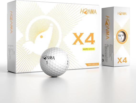 Honma X4 4-Layer Tour Golf Balls for Men, White, 1 Dozen