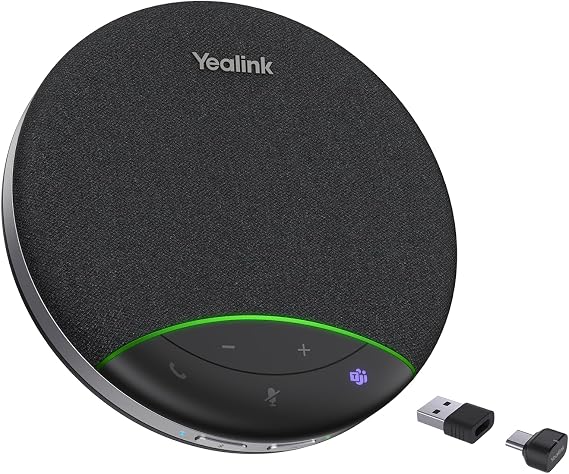 Yealink SP92 Office Conference Speaker and Microphone, Portable Bluetooth Speaker with Dongle, AI Noise Cancelling Mic, 20H Call Time, Plug and Play Conference Microphone for Small Meeting Room