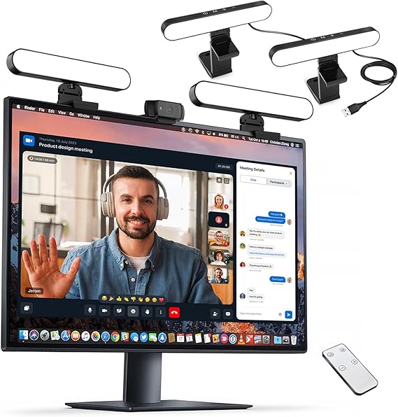 Dual-lamp Video Conference Lighting, LED Streaming Light with Remote and Touch Control, Zoom Lighting for Computer,Webcam Laptop Monitor Ring Light for Video Calls/Zoom Meetings/Video Recording