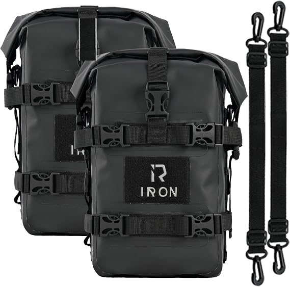 RIDEIRON Motorcycle Side Bag-Waterproof Bumper Bag 5L*2pcs Moto Saddle Bag with Shoulder Strap motorcycle Crash Bar Bags Dry Tail PVC BagTool Carry Ba Travel Hiking