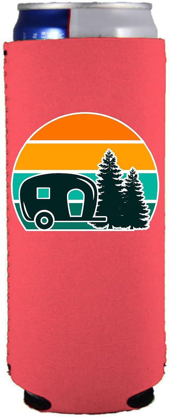Retro Camper Slim Can Coolie (1, Neon Pink)