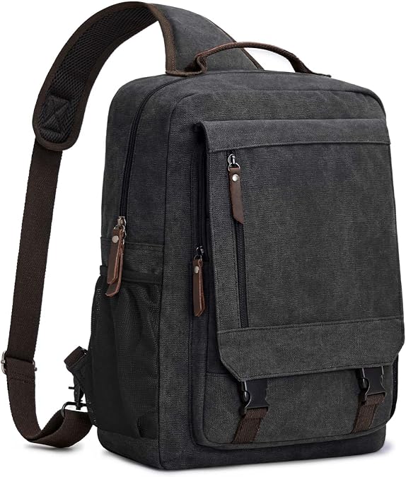 S-ZONE Laptop Backpack for Men Large Daypack Crossbody Sling Chest Bag