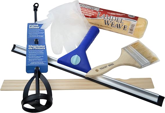 PerformanceDIY Small Tool Kit for Epoxy & Floor Coating Projects Tools for Surface Prep & Application Includes Brush, Roller Cover, Squeegee, Mixer, Gloves & Mixing Stick