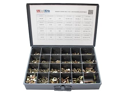 1250 Piece Grade 8 Coarse Thread Hex Head Nut, Bolt, Washer Drawer Assortment