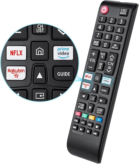 Loutoc BN59-01315B Samsung 4K UHD HDR Crystal QLED TV'ler için, Samsung UE Serisi Quantum TV'ler için, Netflx Rakten Prime Video düğmeleri ile Yedek Uzaktan Kumanda