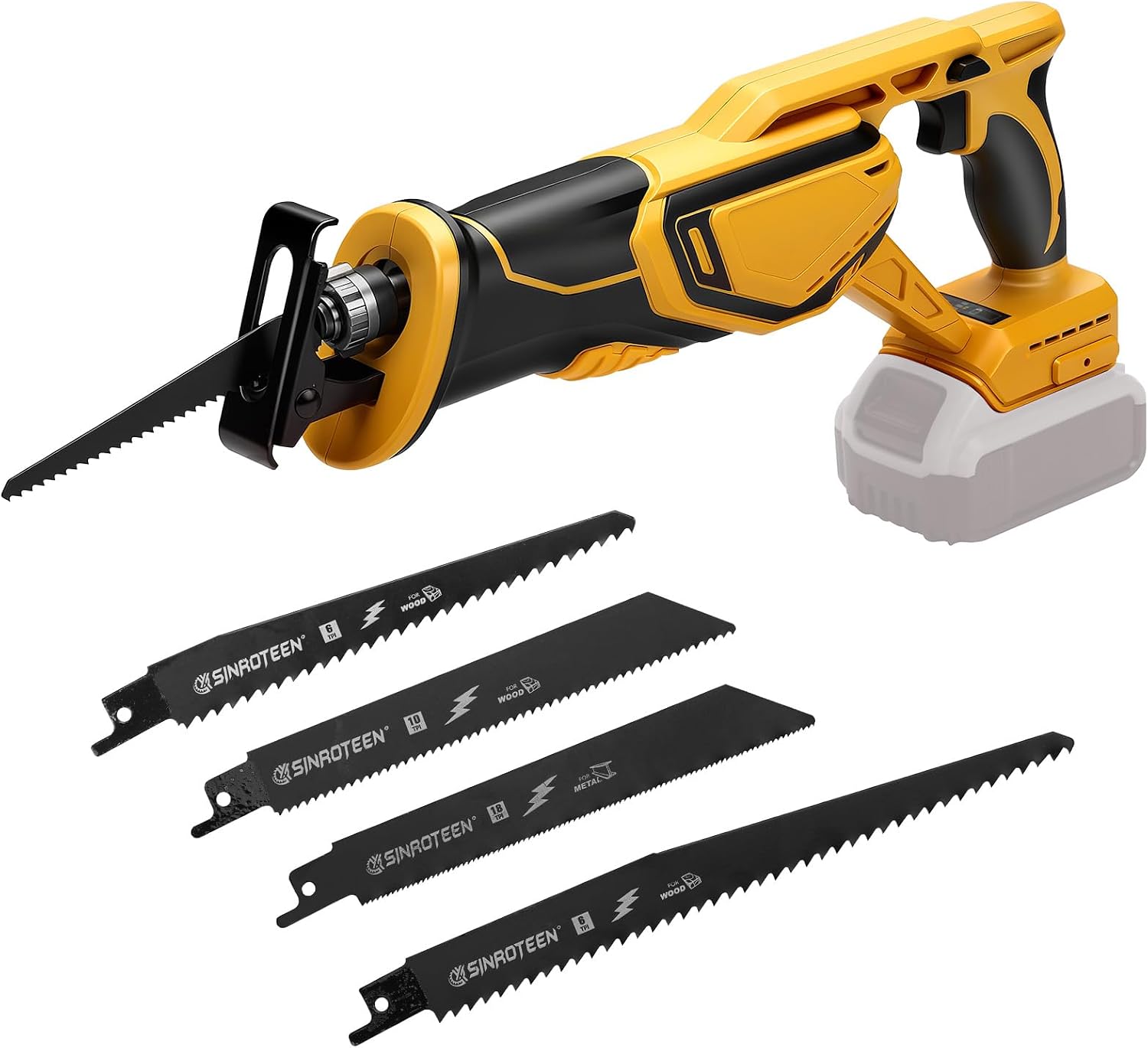 Reciprocating Saw Compatible with Dewalt 18V 20V, Brushless Cordless Wood Saw Electric, Electric Saws to Cut Metal, for PVC Cutting 4 Sawing Blades (No Battery)